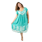 Vestido Dinu Aqua con Blanco