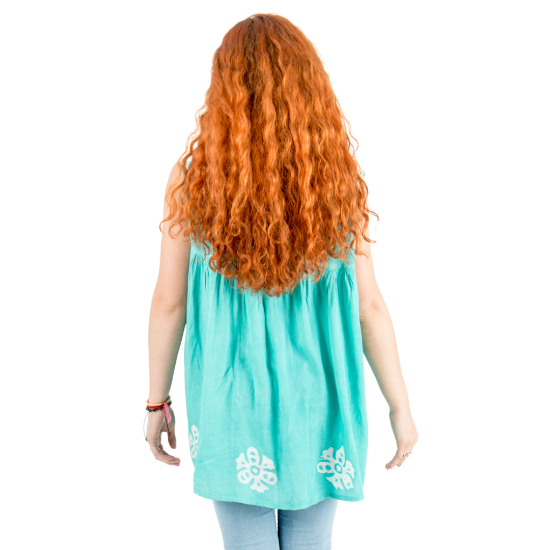 Blusa Chandri Aqua con Blanco