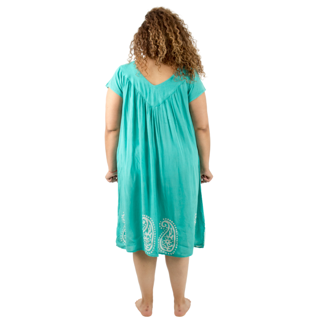 Vestido Dinu Aqua con Blanco