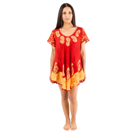 Blusa/Vestido  Devamati Rojo con Amarillo