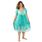 Vestido Dinu Aqua con Blanco