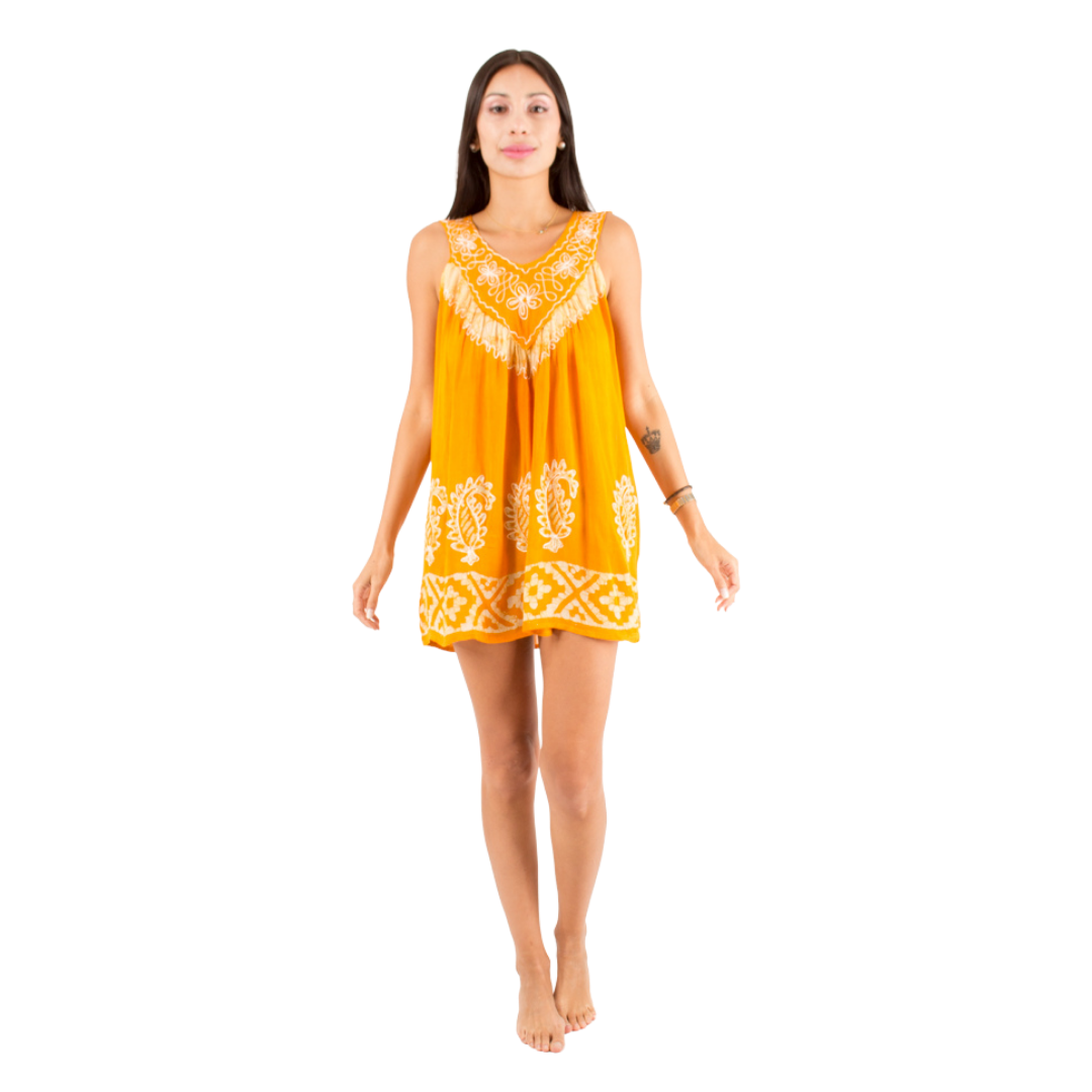 Blusa/Vestido Devu Amarillo con Blanco