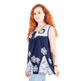 Blusa Chandri Azul Marino con Blanco