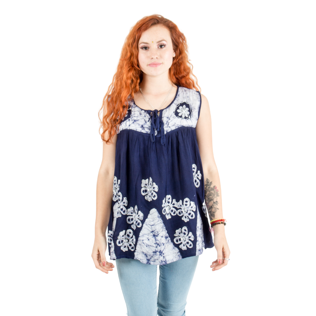 Blusa Chandri Azul Marino con Blanco