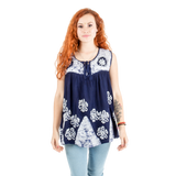 Blusa Chandri Azul Marino con Blanco