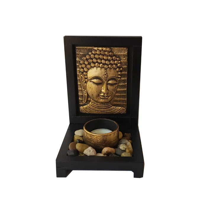 Porta vela Buda Gold Mediano con piedras