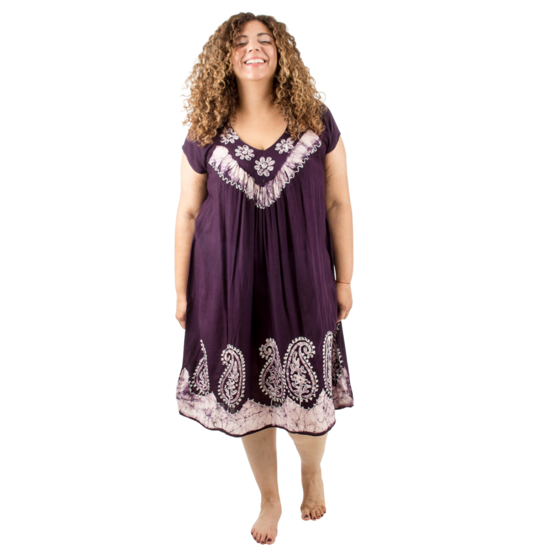 Vestido Dinu Violeta con Blanco