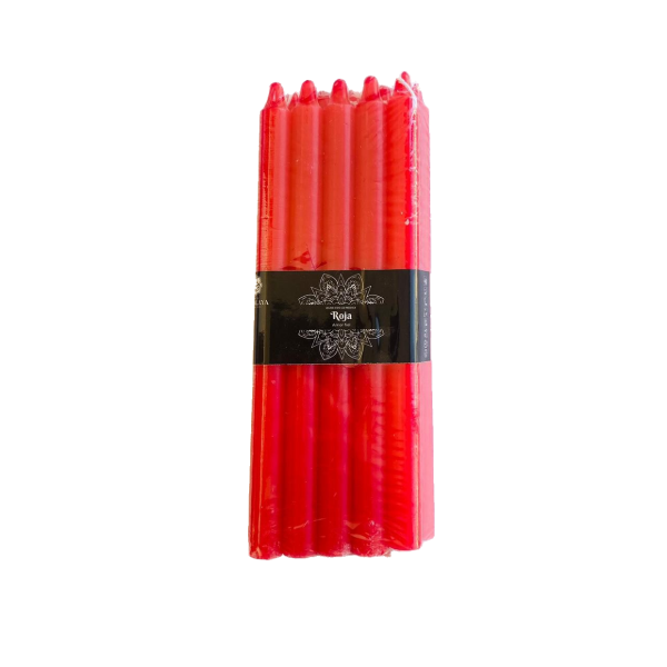 Vela Larga Roja 20 cms - Pack 10 U