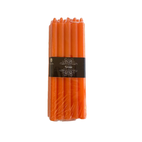 Vela Larga Naranja 20 cms - Pack 10 U
