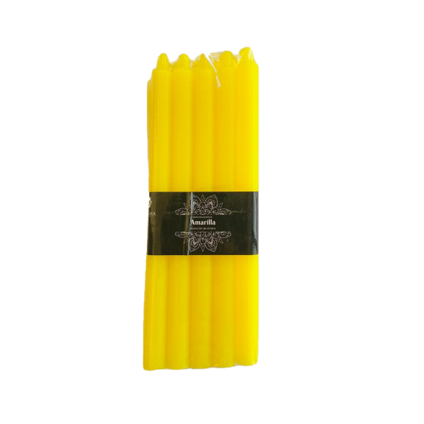 Vela Larga Amarilla 20 cms - Pack 10 U