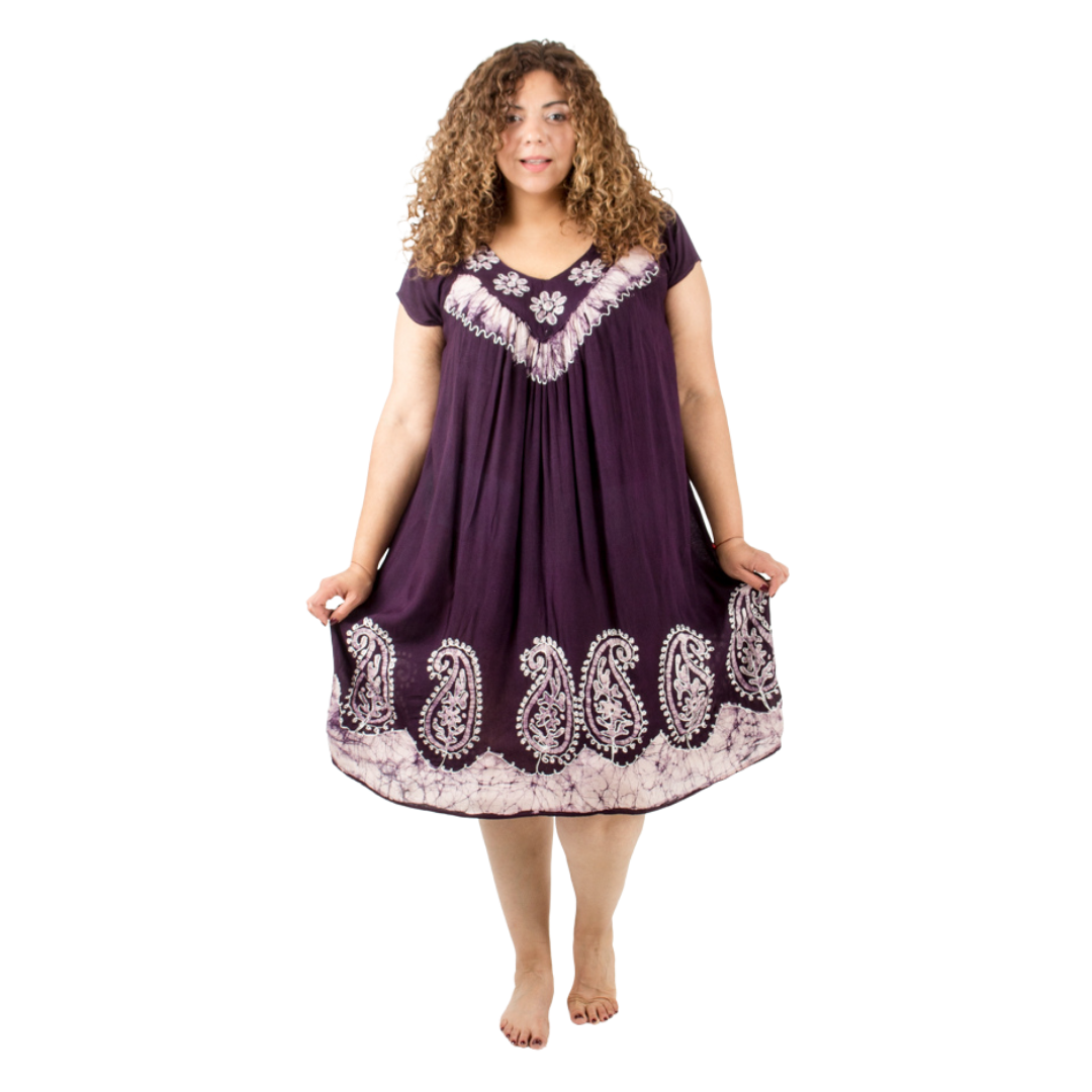 Vestido Dinu Violeta con Blanco