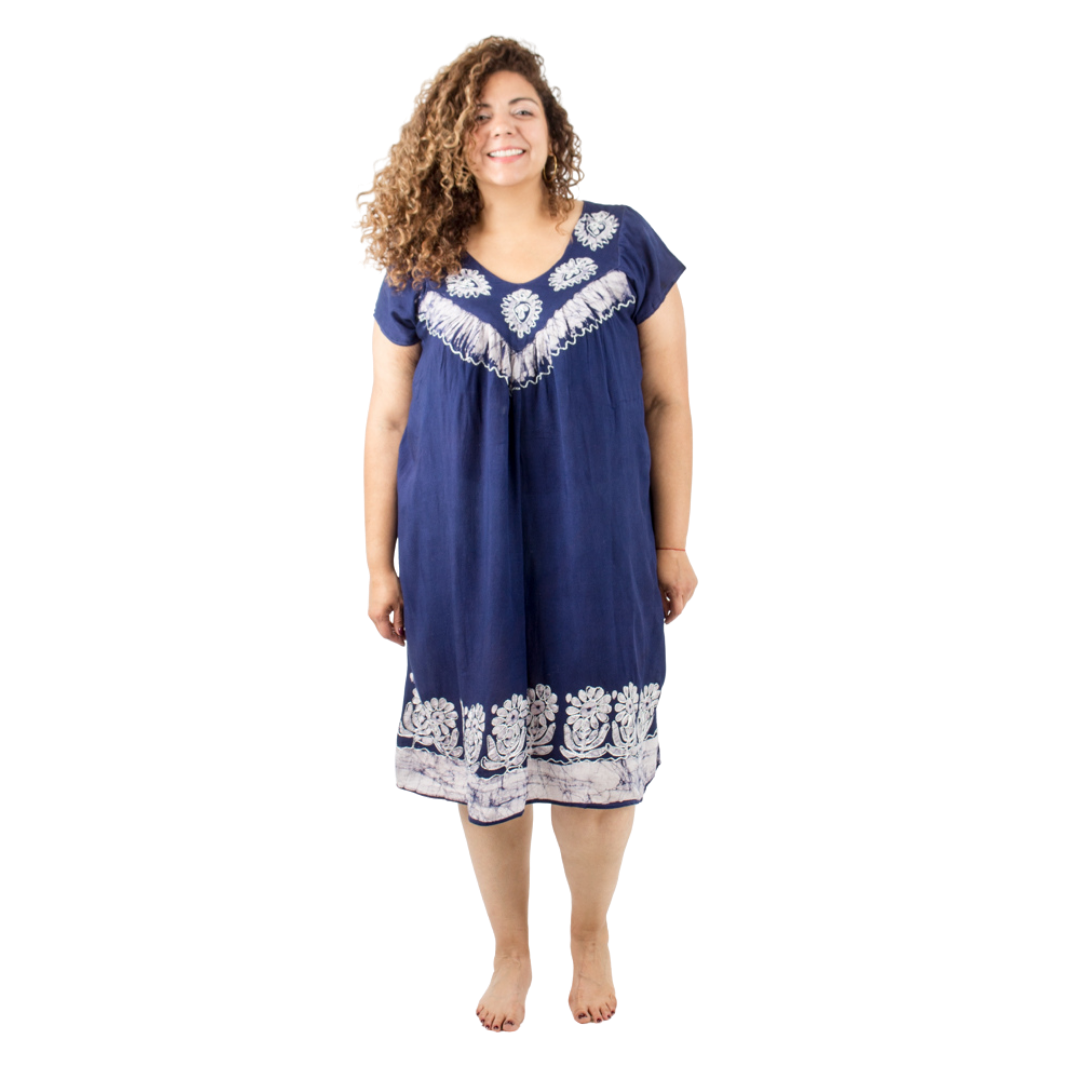 Vestido Dinu Azul Marino con Blanco