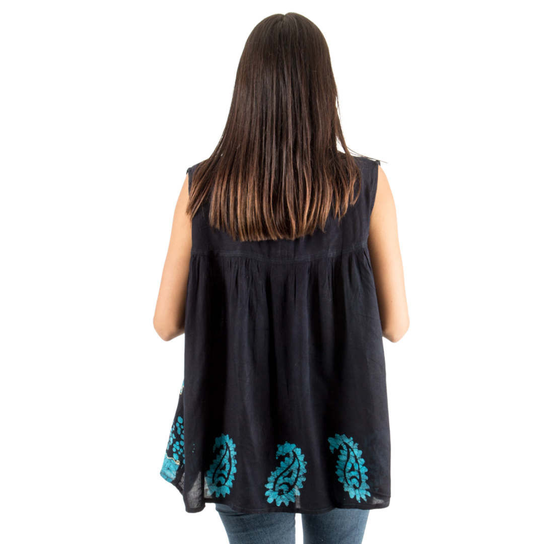 Blusa Dayita Negro con Celeste