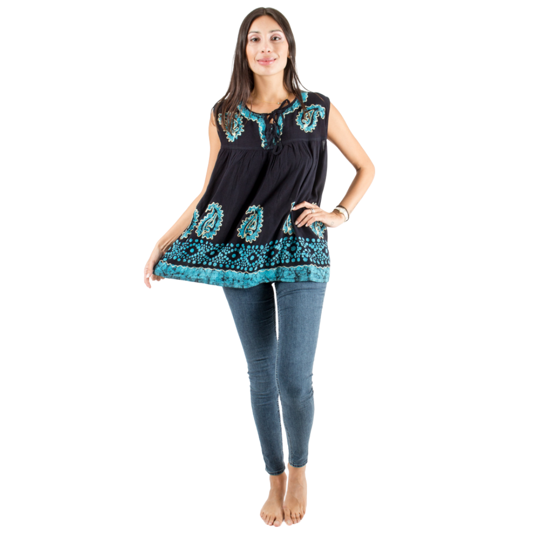 Blusa Dayita Negro con Celeste