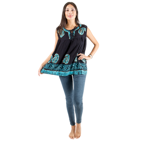 Blusa Dayita Negro con Celeste