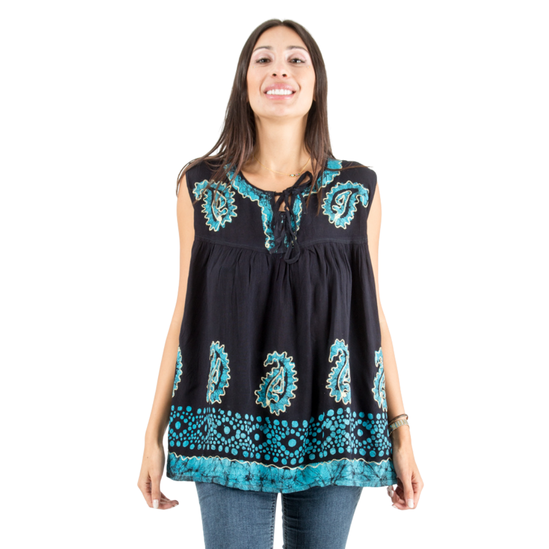 Blusa Dayita Negro con Celeste