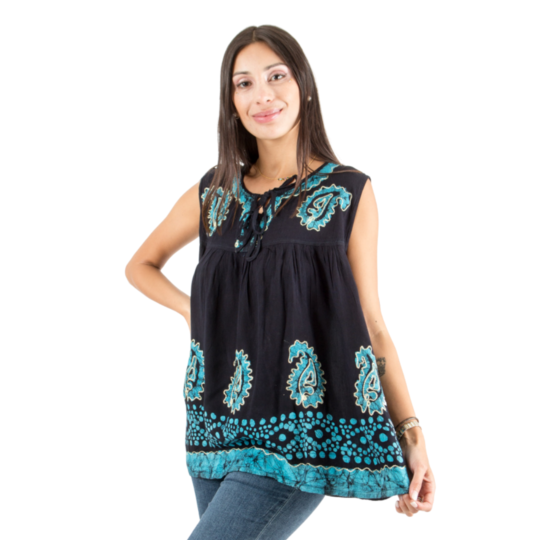 Blusa Dayita Negro con Celeste