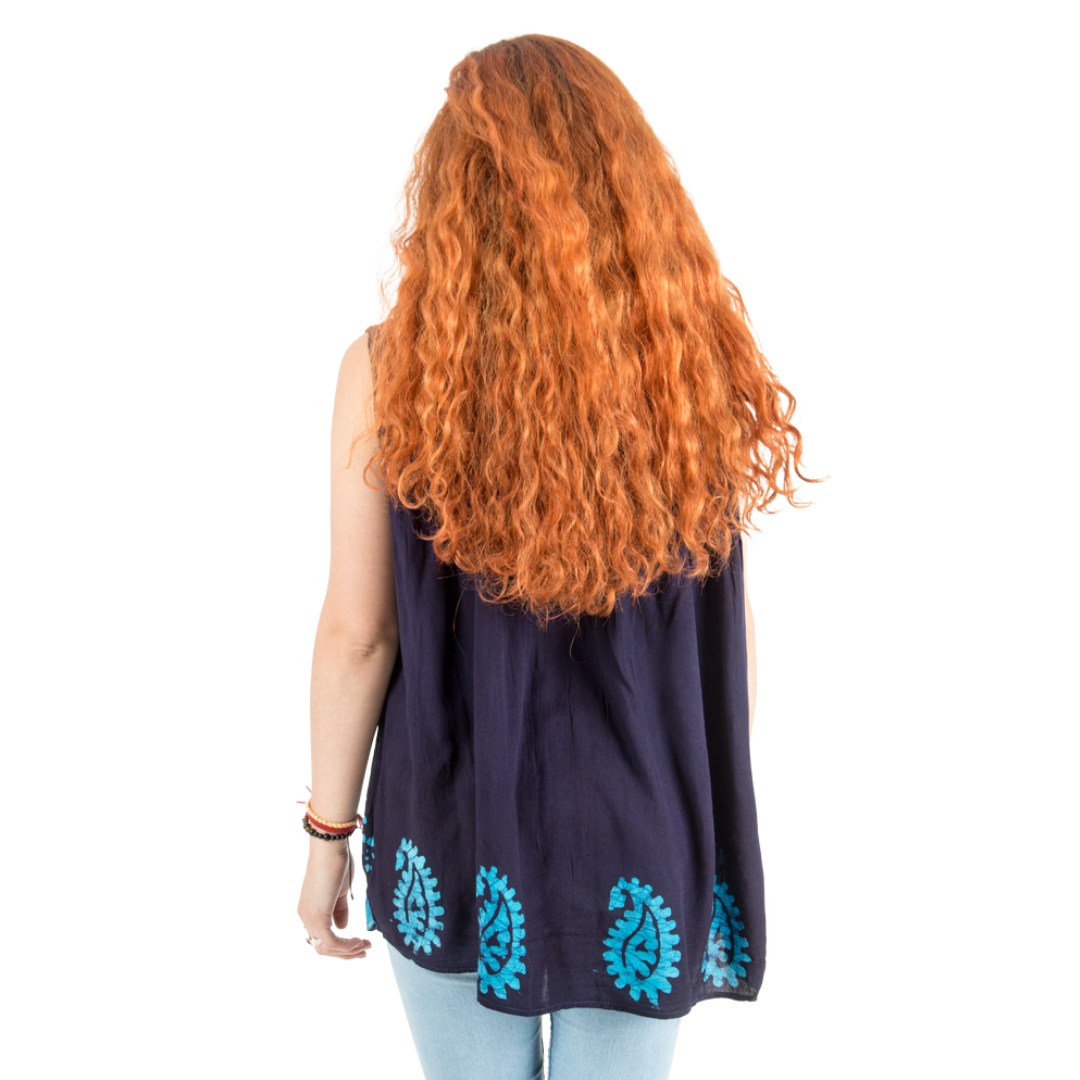 Blusa Dayita Azul Marino con Celeste