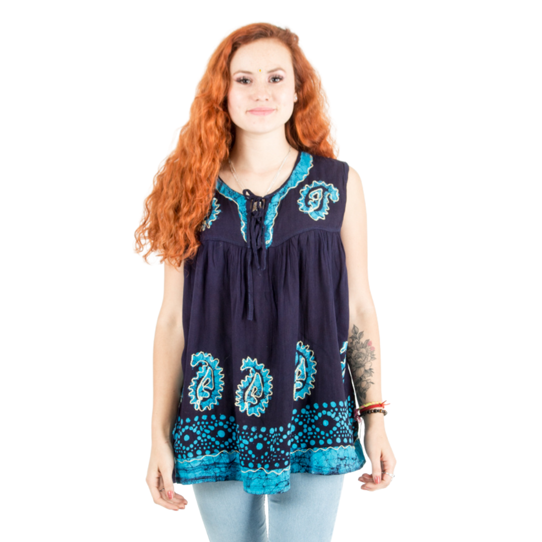 Blusa Dayita Azul Marino con Celeste