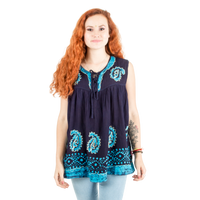 Blusa Dayita Azul Marino con Celeste