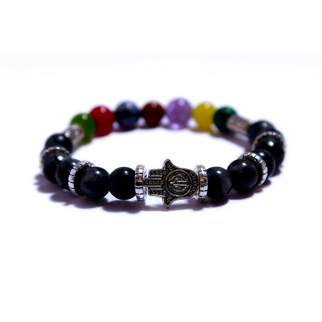 Pulsera Mano de Fatima Charm Labradorita