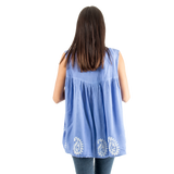 Blusa Dayita Celeste con Blanco