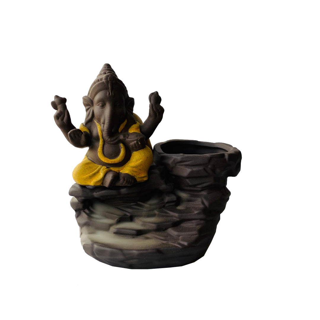 Porta Incienso Cascada Mini Ganesh Amarillo + 10 inciensos especiales