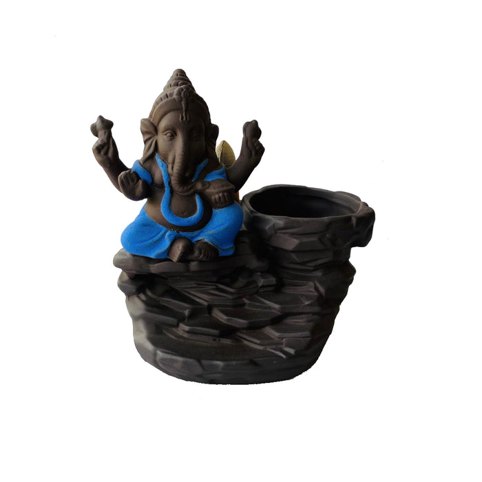 Porta Incienso Cascada Mini Ganesh Azul + 10 inciensos especiales
