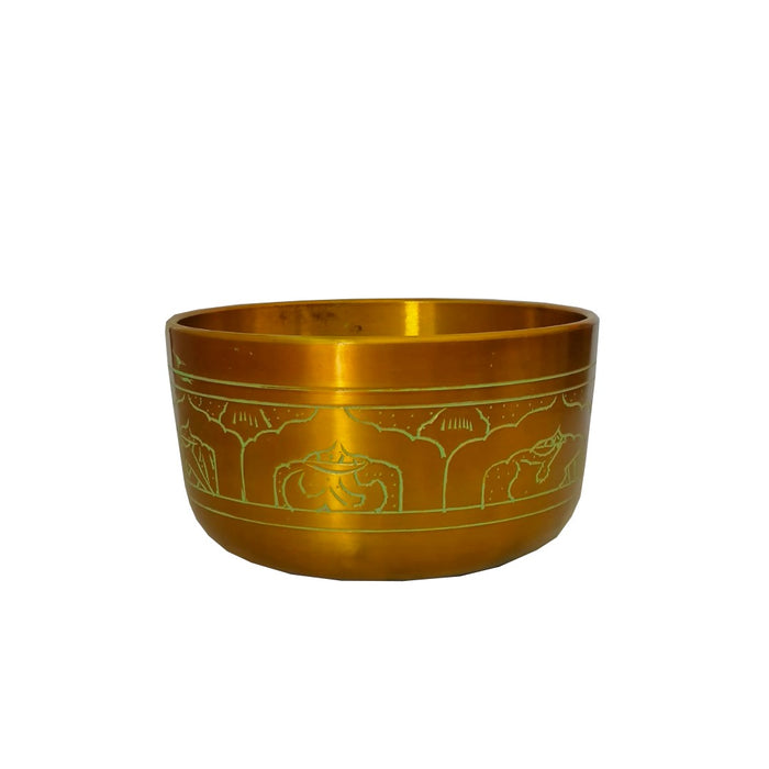 Cuenco Tibetano Con Diseño Dorado - Verde 18 cm Nota RE