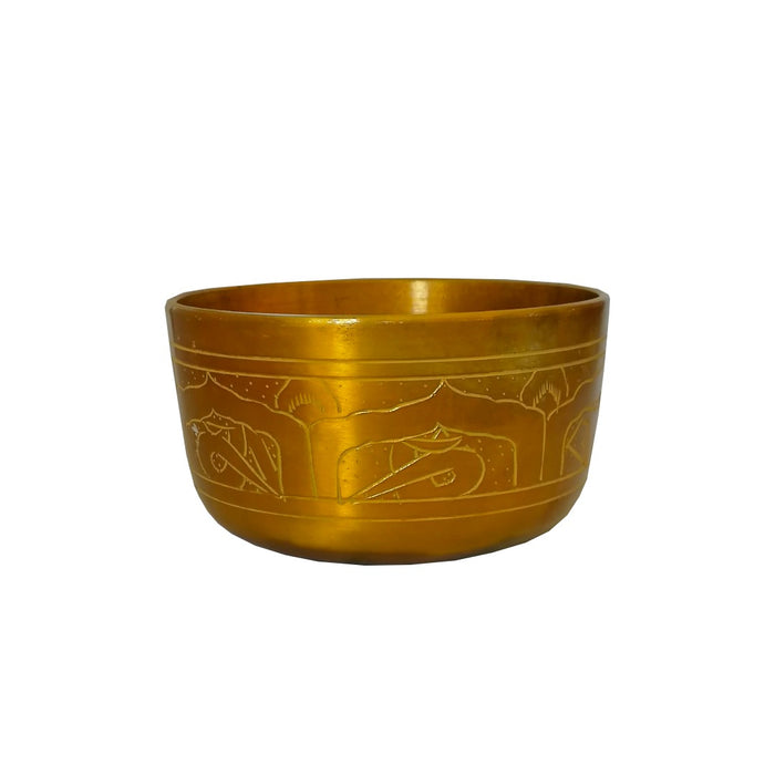 Cuenco Tibetano Dorado con Diseño 14 cm Nota SOL