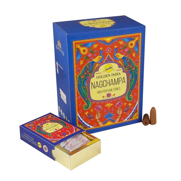 Incienso Cascada Golden Indian Nag Champa 10 Conos - Sree Vani