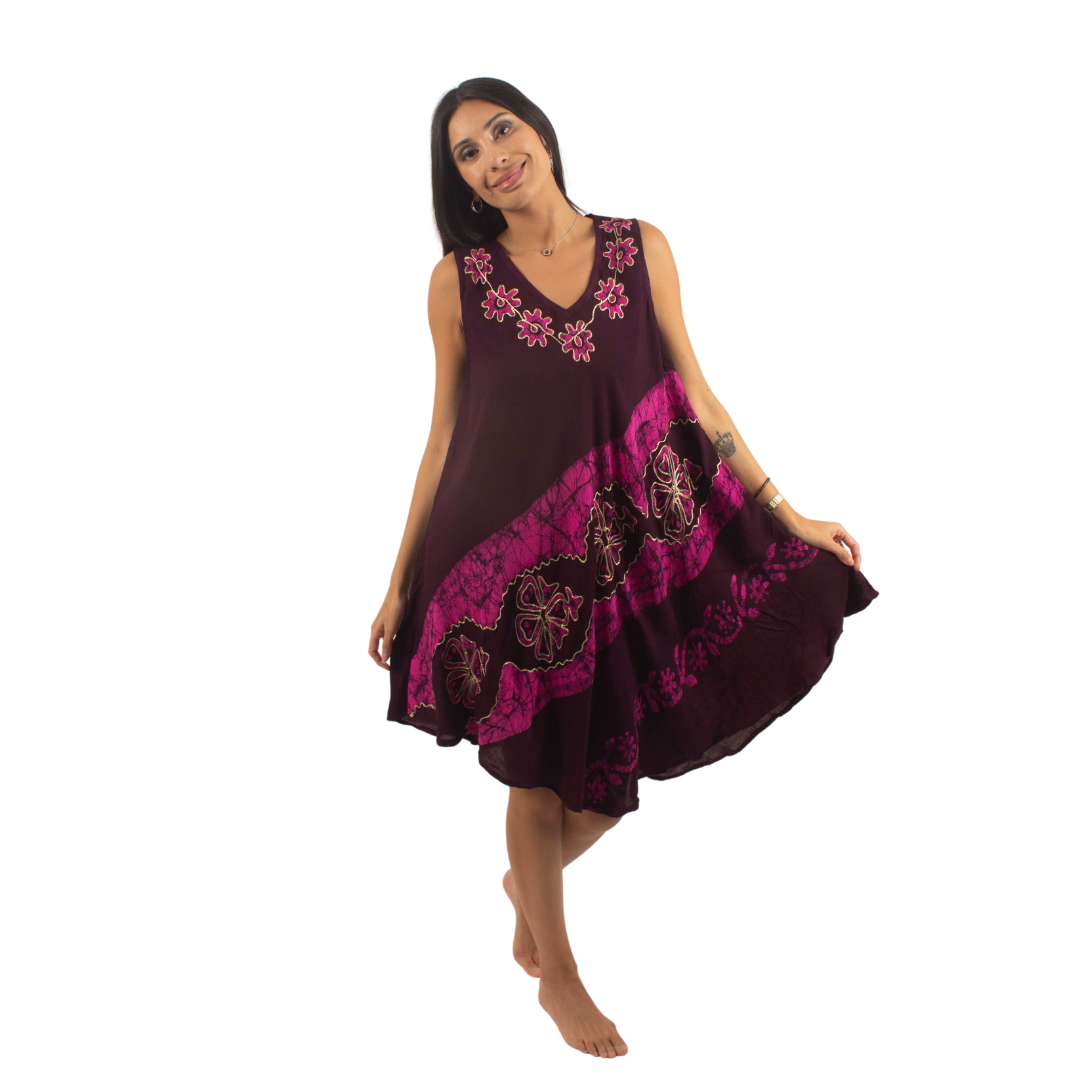 Vestido Kiara Morado con Rosa