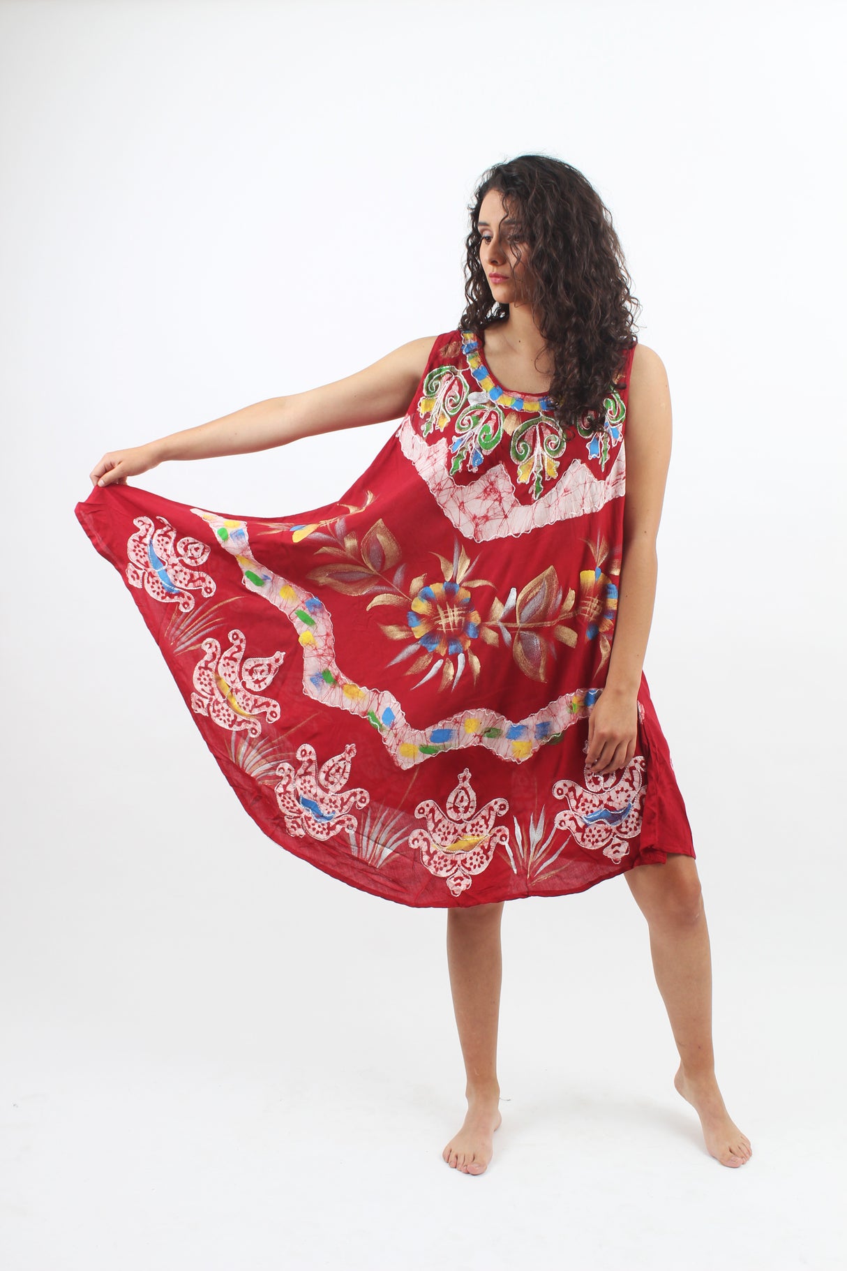 Vestido Pintado a Mano Rojo