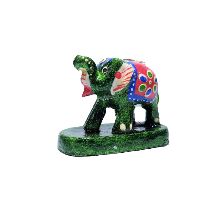 Porta incienso pintado a mano Elefante Verde