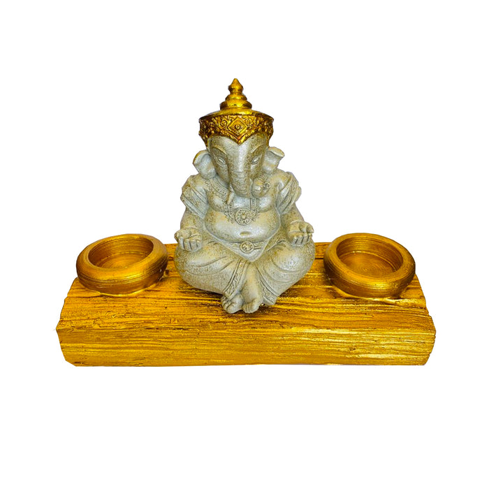 Porta Vela Ganesh Bright Gold&Silver