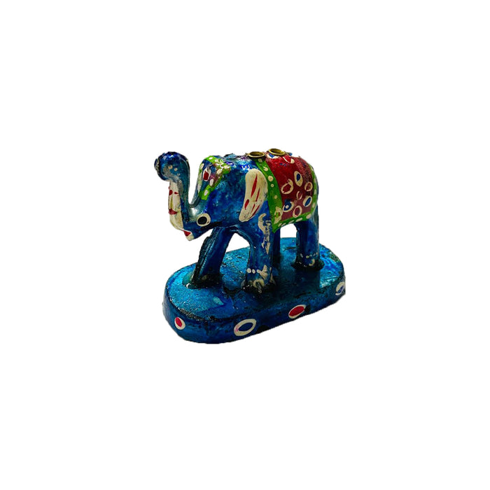 Porta incienso pintado a mano Elefante Azul
