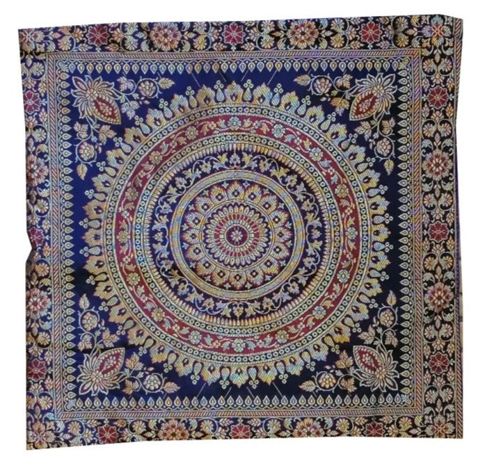 Fundas De Cojín de Satín - Mandala Azul Marino