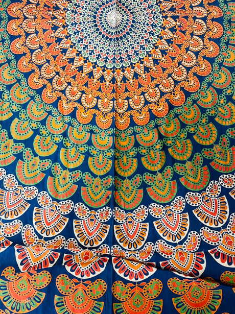 Pareo - Cubrecama Mandala Orange - Blue