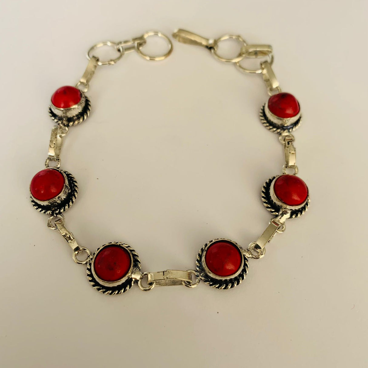 Pulsera Plateada Royal Jaspe Rojo