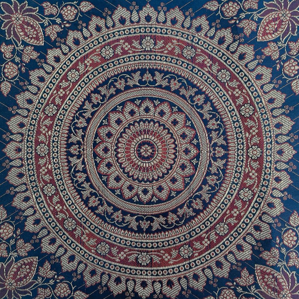 Fundas De Cojín de Satín - Mandala Azul Marino