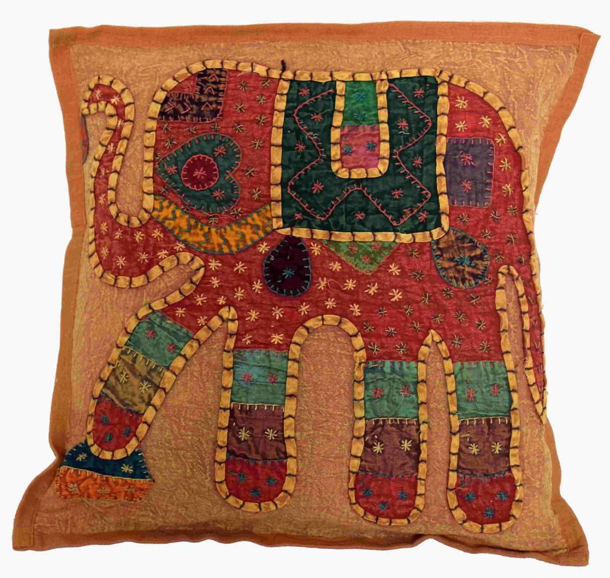 Fundas De Cojín Elefante Bordado - Mostaza