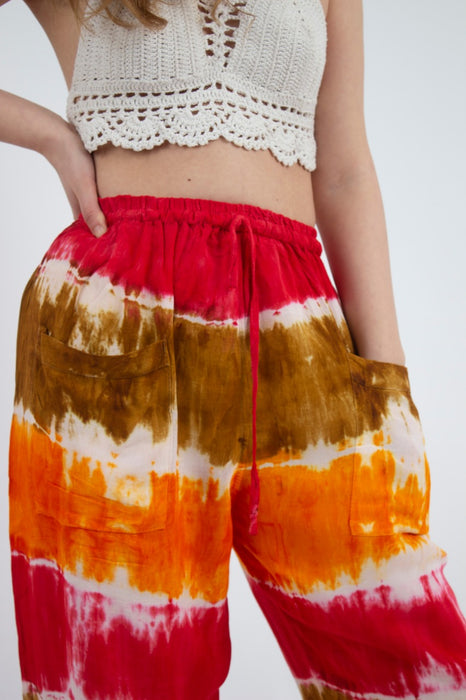 Pantalon Teñido Tricolor Rosado - Naranjo