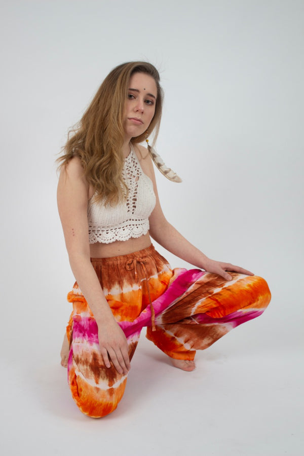 Pantalon Teñido Tricolor Rosado - Naranja