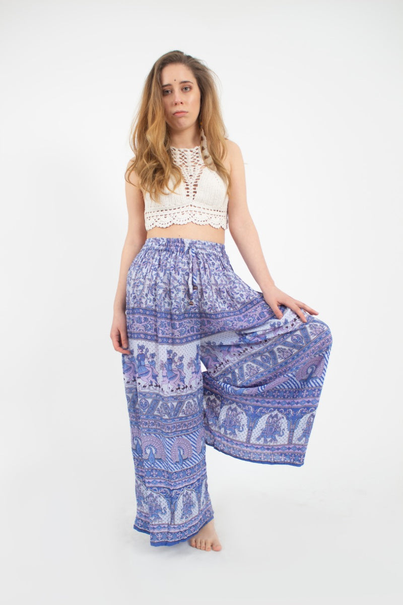 Pantalon Palazzo Estampado Completo Azul y Morado Rinc n Himalaya
