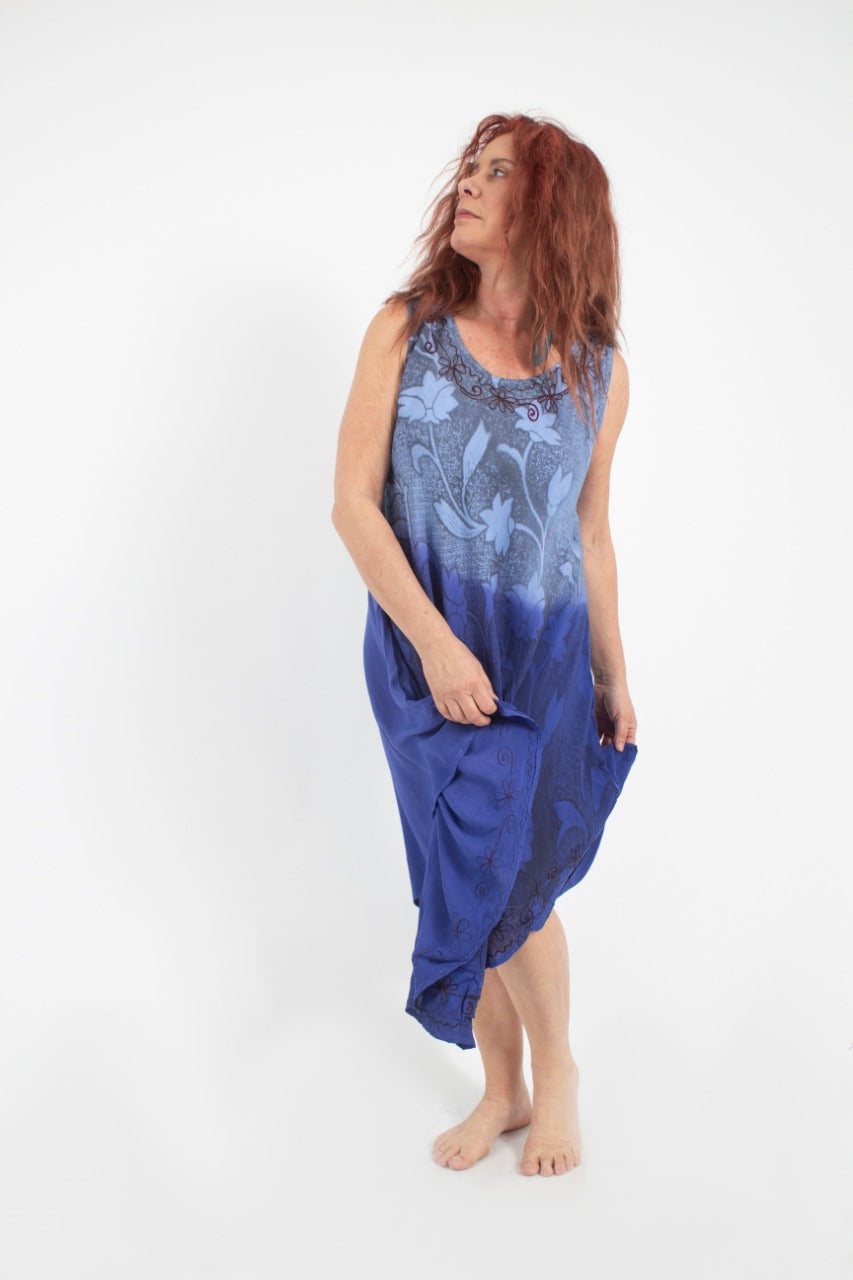 Vestido Teñido 2 Tonos  Azul