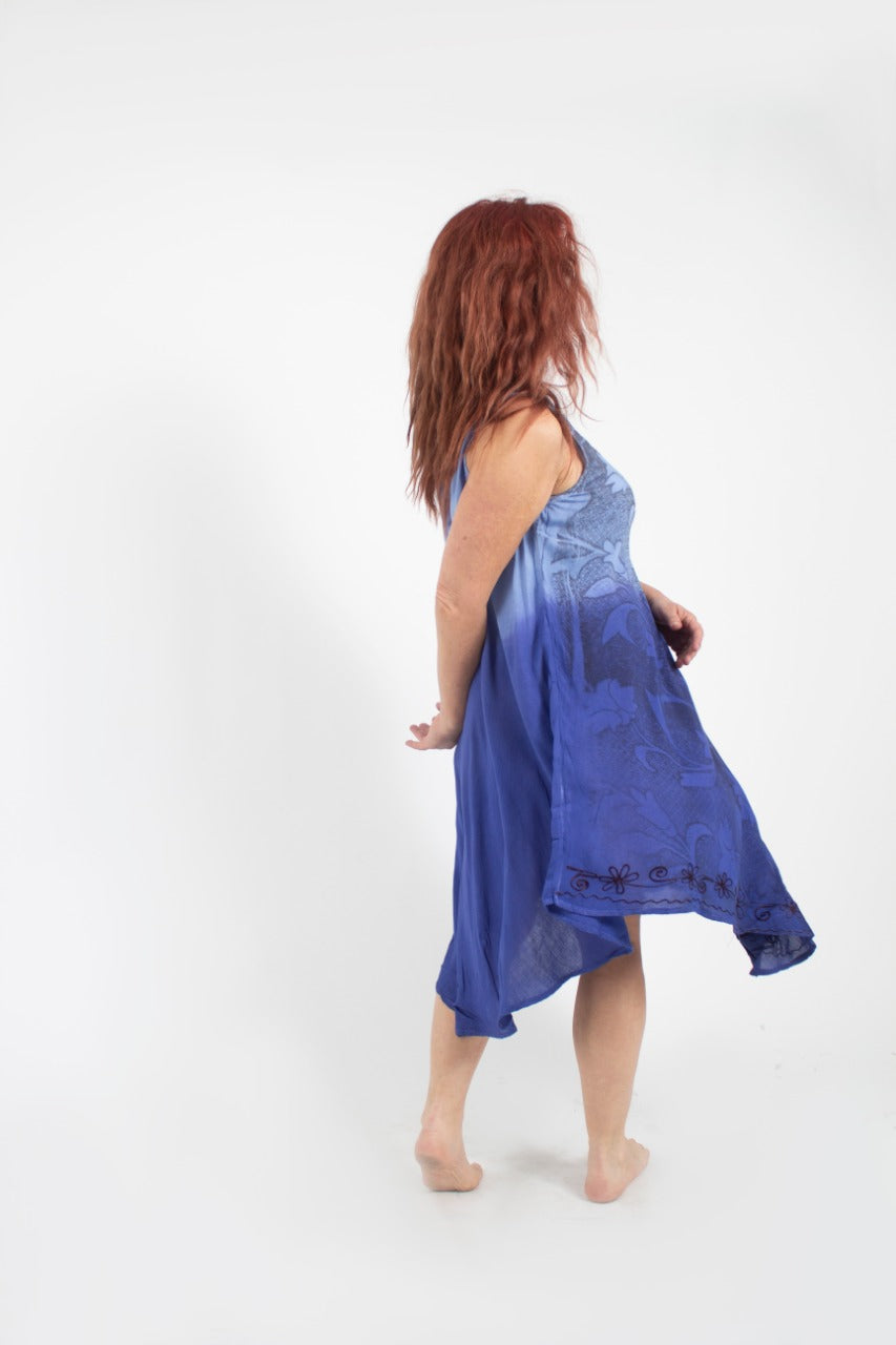 Vestido Teñido 2 Tonos  Azul