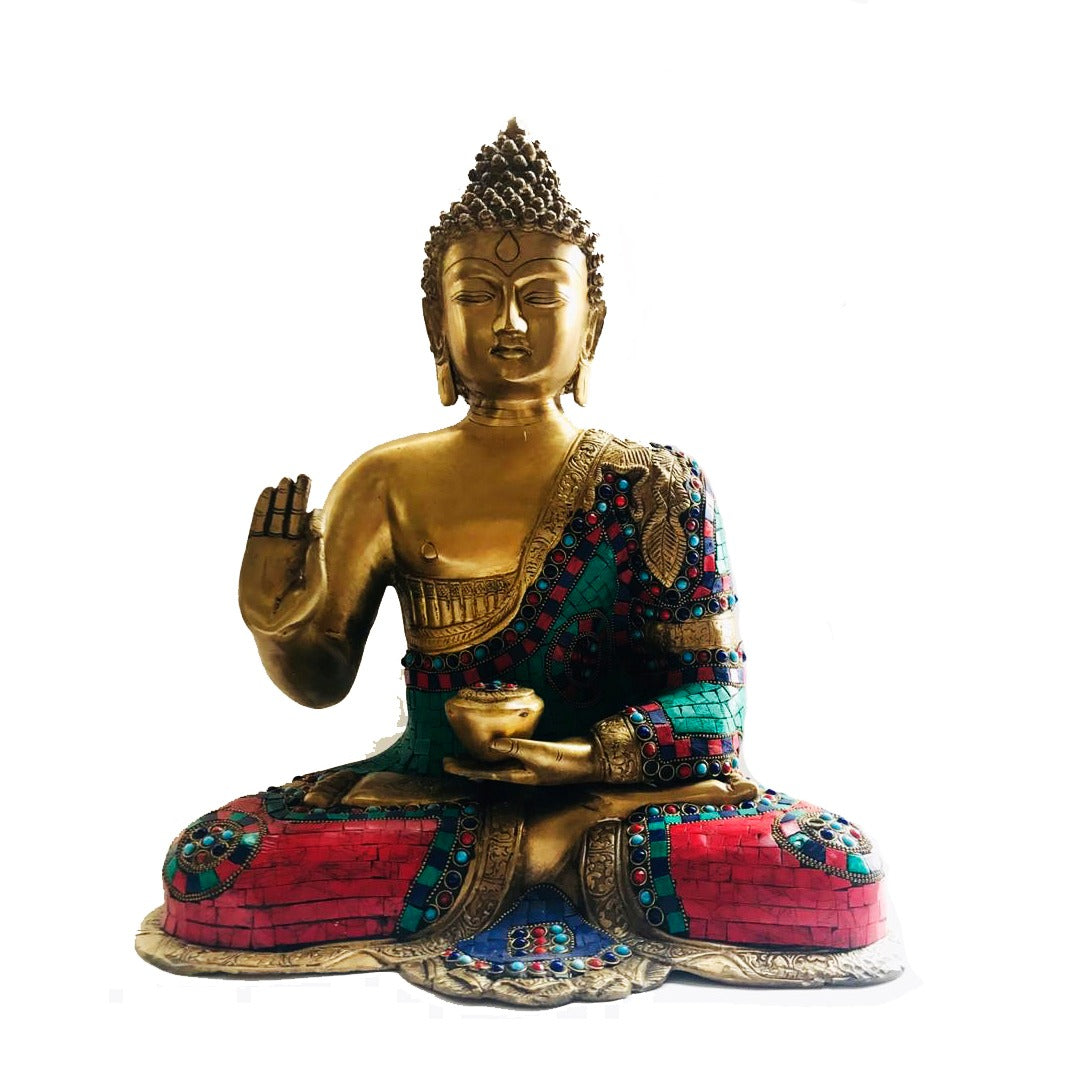 Buda de Bronce enchapado con Piedras 44 cms