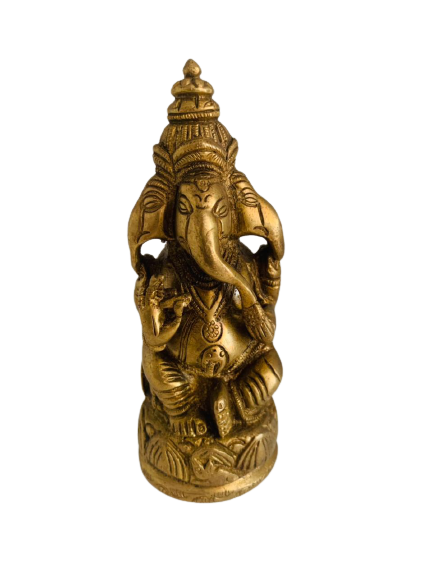 Figura Bronce Ganesh de Tres Cabezas Dorado
