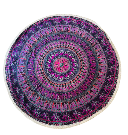 Pareo - Cubre cama mandala redondo Purple Animals