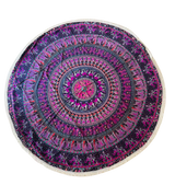 Pareo - Cubre cama mandala redondo Purple Animals